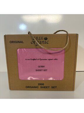 Tree Organic 2800 Queen Sheet Set 4 pc Pink Organic Cotton
